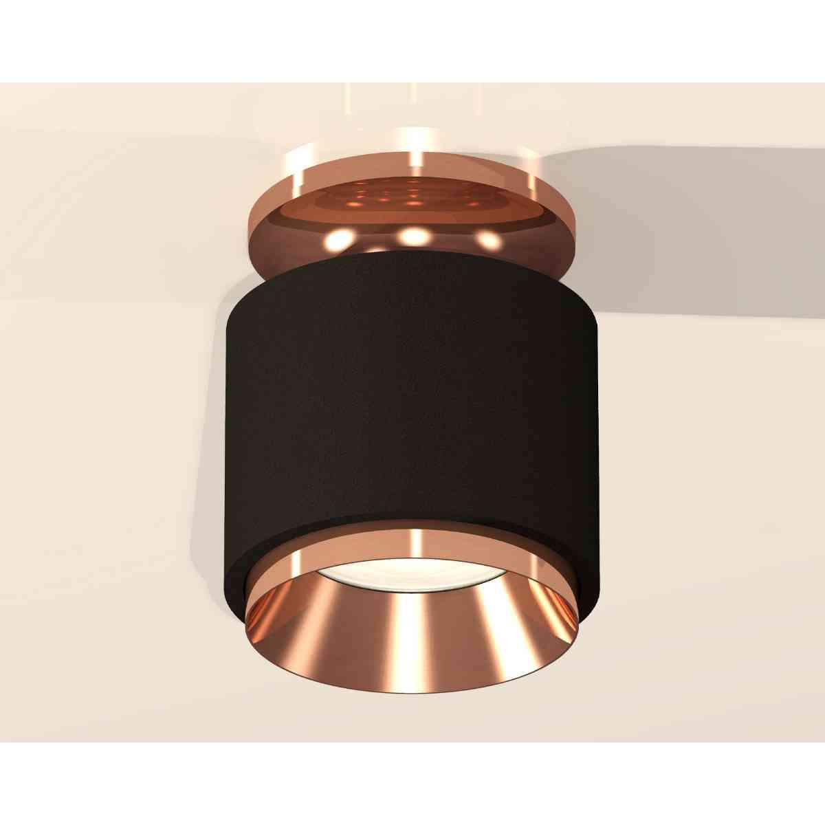 фото комплект накладного светильника ambrella light techno spot xs7511140 sbk/ppg черный песок/золото розовое полированное (n7930, c7511, n7035) | 220svet.ru