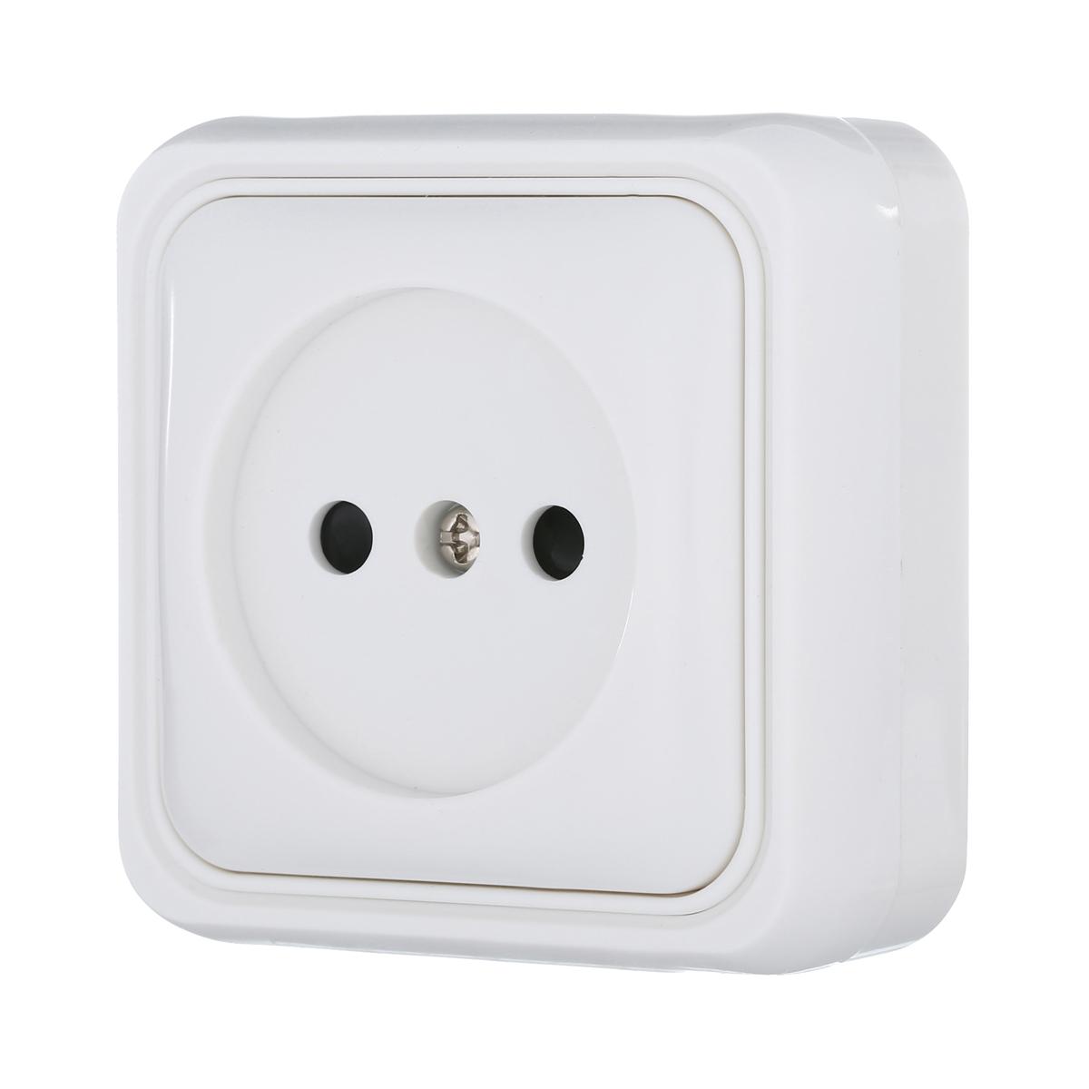 фото розетка lk studio открытой установки без заземляющих контактов с защитными шторками (белый) 813304 | 220svet.ru