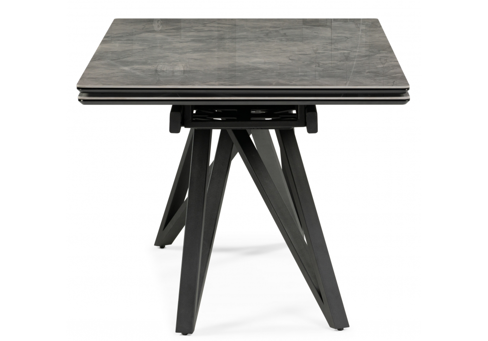 фото керамический стол раскладной 160(220)х89 woodville вилсон серый мрамор baolai / черный 612185 | 220svet.ru