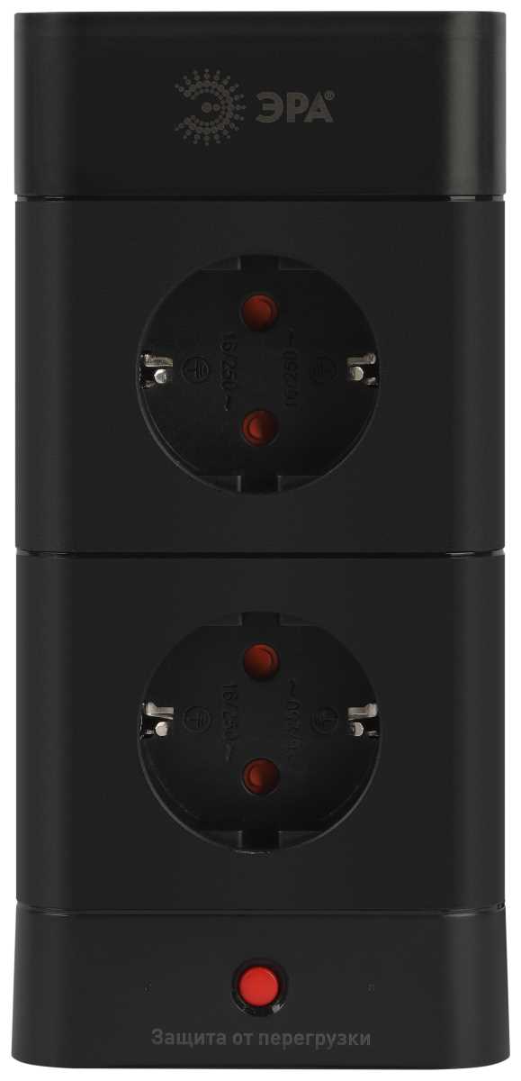 фото сетевой фильтр эра twr-8es-1,5m-4usb-b башня с защитой заземлением с выключателем 8 розеток+4xusba+c 1,5м 16а черный б0069072 | 220svet.ru