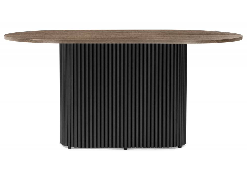 фото стол деревянный woodville барон о 160х90 дуб кантри / черный 620190 | 220svet.ru