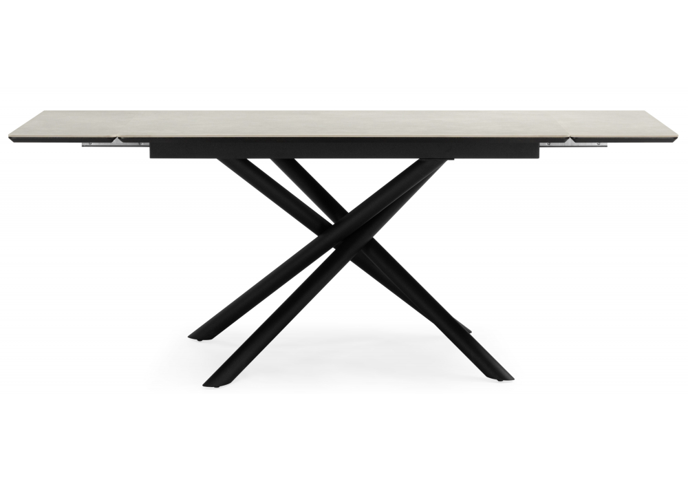 фото керамический стол раскладной woodville мэриан 140 (200) х 80 carmen light grey / черный 625725 | 220svet.ru