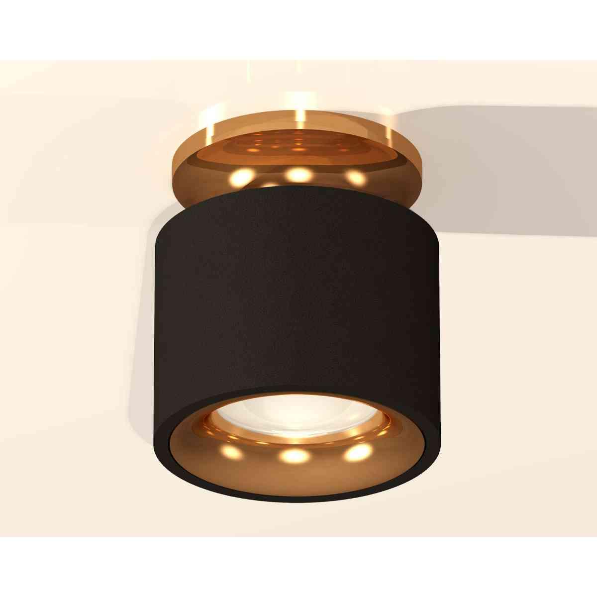 фото комплект накладного светильника ambrella light techno spot xs7511121 sbk/pyg черный песок/золото желтое полированное (n7929, c7511, n7014) | 220svet.ru