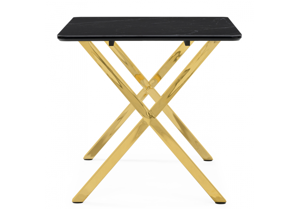 фото керамический стол woodville селена 3 140х80 черный мрамор / золото 606405 | 220svet.ru