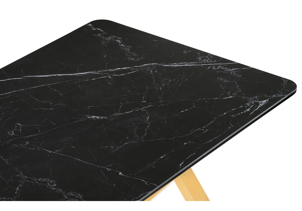 фото керамический стол woodville селена 3 140х80 черный мрамор / золото 606405 | 220svet.ru