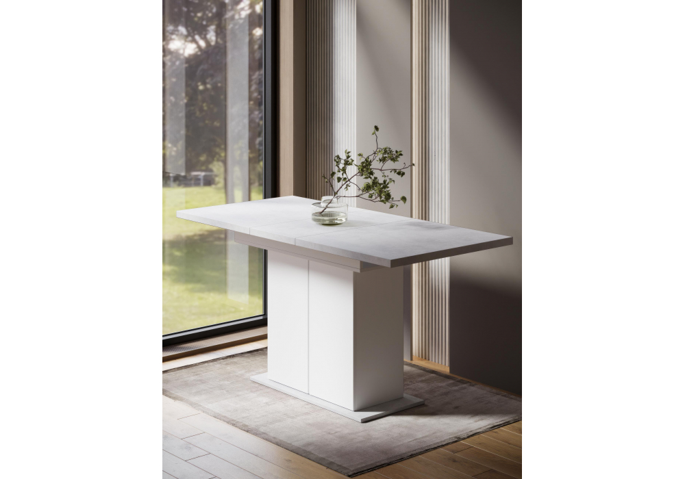 фото стол деревянный раскладной woodville carla белый / цемент светлый 629332 | 220svet.ru