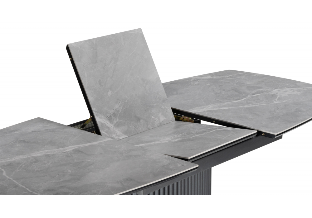 фото керамический стол раскладной woodville фестер 140(180)х80 larka grey / черный 625973 | 220svet.ru