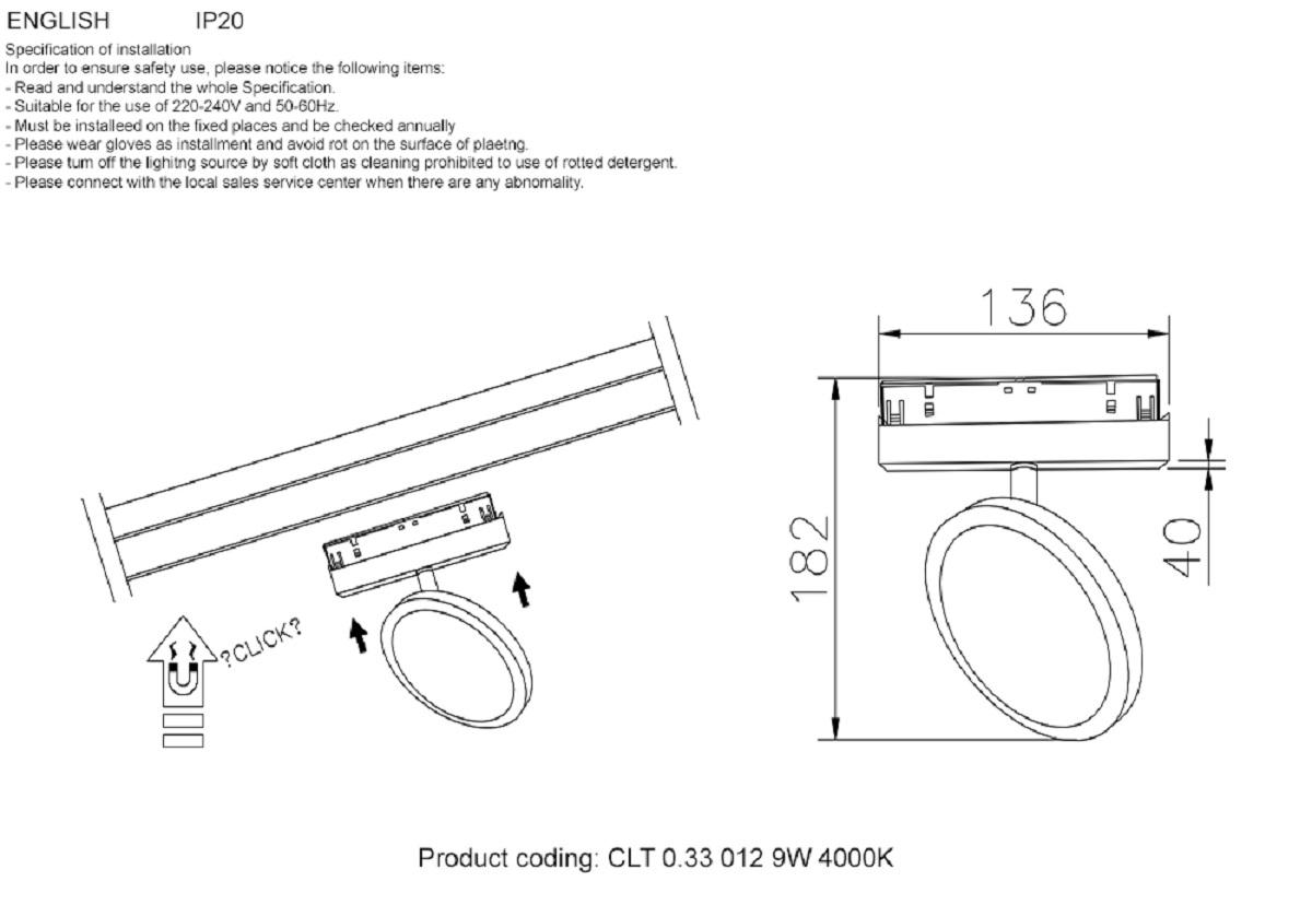 фото трековый светодиодный светильник crystal lux clt 0.33 012 9w bl 4000k | 220svet.ru