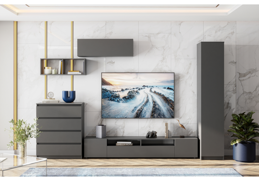 фото тв-тумба woodville сибити графит серый 582759 | 220svet.ru