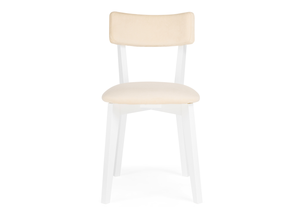 фото стул деревянный woodville гилмар бежевый велюр / белый 515981 | 220svet.ru