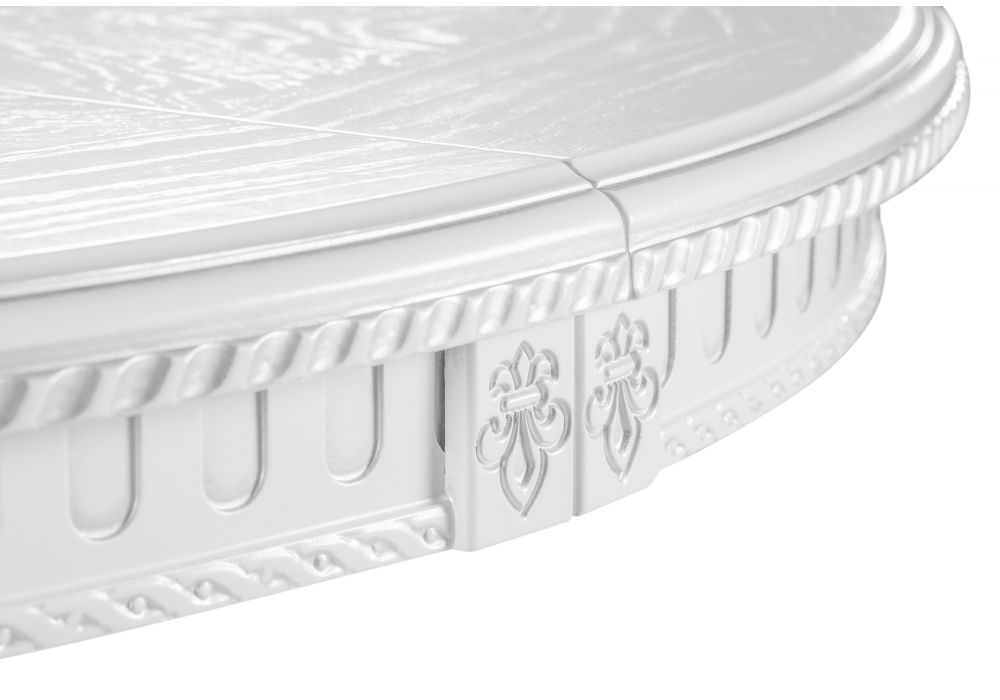 фото стол деревянный раскладной woodville нозеан круглый белый / серебро 615230 | 220svet.ru