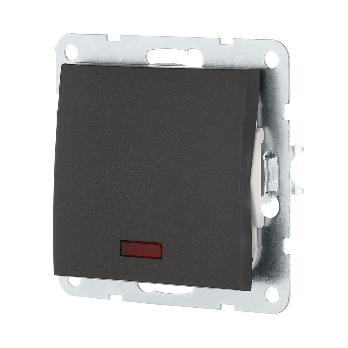 фото переключатель lk studio 1-кл., на 2 направления, c индикатором (схема 6l) 16 a, 250 b (черный бархат) lk60 860408-1 | 220svet.ru