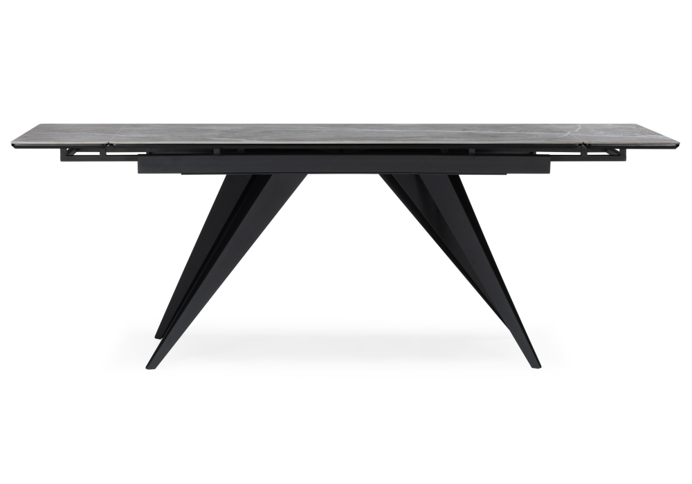 фото керамический стол раскладной woodville дарвин 140(200)х80 серый мрамор larka grey / черный 612205 | 220svet.ru