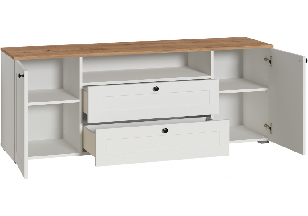 фото тв-тумба woodville опра белый шагрень / дуб золотой craft 676802 | 220svet.ru