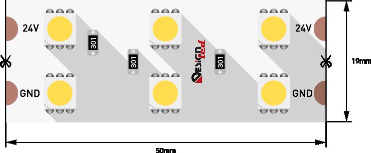 фото влагозащищенная лента designled 28,8w/m 120led/m 5050smd теплый белый 5m 000523 | 220svet.ru