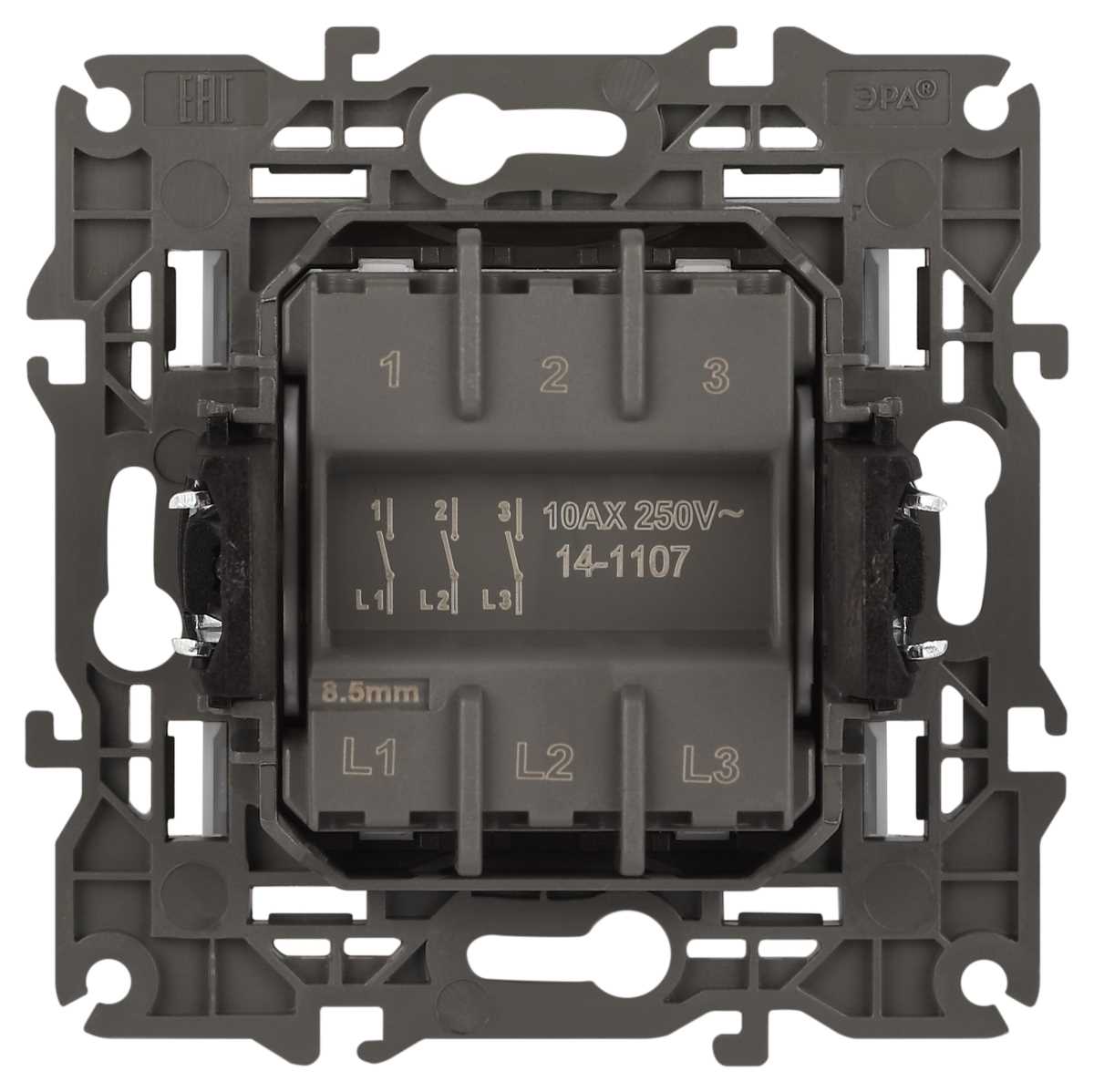фото выключатель эра elegance 14-1107-01м тройной, 10ах-250в, белый матовый б0065796 | 220svet.ru