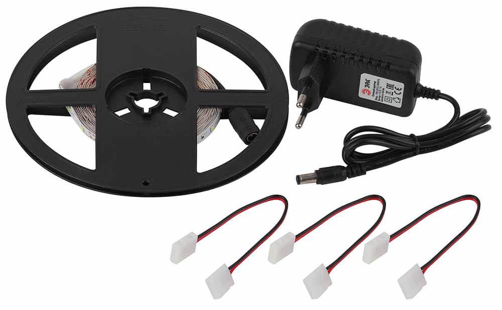 фото светодиодная лента эра 4,8w/m 60led/m 2835smd теплый белый 5m 2835kit-4,8-60-12-ip20-2700-5m б0043062 | 220svet.ru