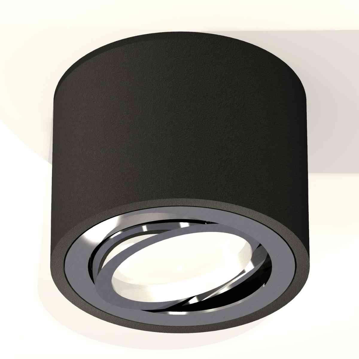 фото комплект накладного светильника ambrella light techno spot xs7511003 sbk/psl черный песок/серебро полированное (c7511, n7003) | 220svet.ru