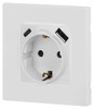 Миниатюра фото розетка эра серия 12 12-4108-01 2p+e 16a-250в со шторками с usb type-a+c 5в-3а белый б0067752 | 220svet.ru