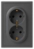 Миниатюра фото розетка эра galaxy 15-2104-06 с заземлением двойная 2x2p+e schuko 16а-250в ip20 графит б0070687 | 220svet.ru